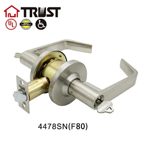 TRUST 4478(F80)-SC Heavy Duty Designer Commercial Leved Door Handle (Satin Chrome, 26D) Grade 2 Industrial Door Handle - UL 3 Hour Fire Rated
