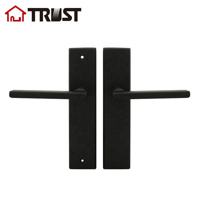 TRUST TP20-TH032BS Black Square Plate Door Lock With Handle For Wooden Door