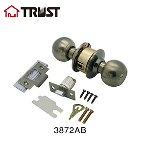TRUST 3872-AB  Grade 3 Cylindrical Privacy Door Lock Bathroom Knob Handle