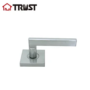 TRUST ZH036 S-DM-SC Square Dummy Door Levers Satin Chrome, Heavy Duty Door Lock Hardware,One-Side