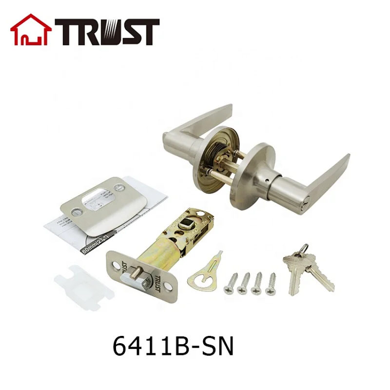 TRUST 6411-B-SN ANSI Grade 3 Entrance Straight Handles Door Lock In Brushed Nickel