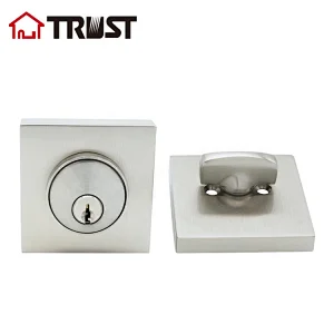TRUST 4381-S-SN Single Cylinder Square Rose Deadbolt With SC Key Satin Nickel Finish