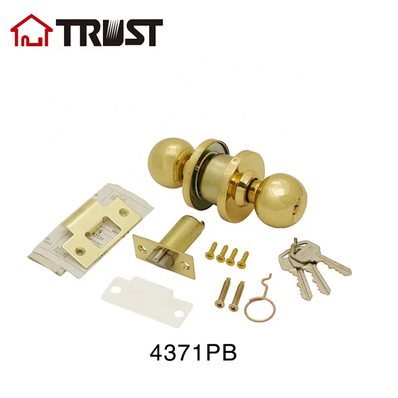 TRUST 4371-PB HDynasty Hardware AUG-00-26D Grade 2 Commercial Duty Office Door Keyed Lever Lockset, Polished Brass Finish