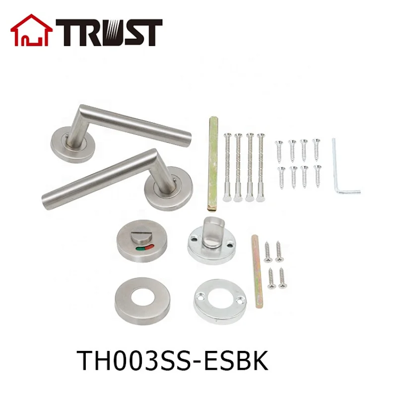 TRUST TH003-SS-ESBK SUS304 Bathroom Toilet Door Turn Bolt Latch Lock Privacy Safety With Door Handle