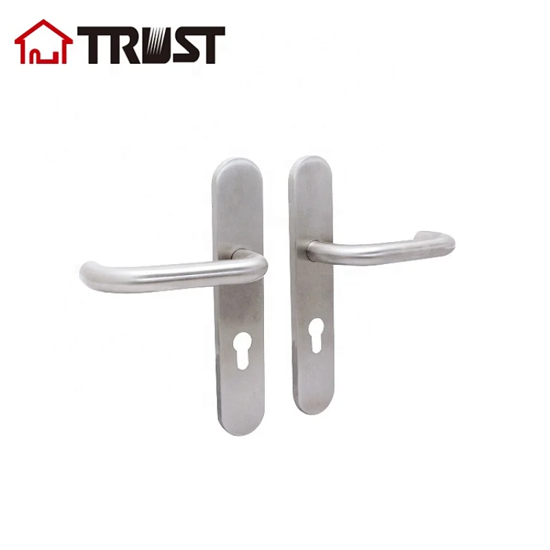 TRUST TP01-R72EUTH001SS Hollow Stainless Steel Lever Type Door Handle with Plate