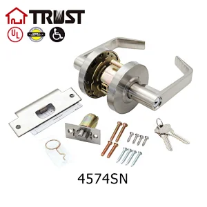 4574-SN Commercial Door Lever Grade (Storage) – Commercial Door Handle for Storage Room Industrial Standard – Grade 2 UL CUL Nickel Nickle Finish – ANSI A156.2