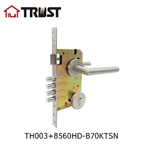 TRUST TH003-SS+8560HD-B70KTSN Tuber Lever Handle Stainless Steel Gate Door Lock With 8560 Mortise lock and Cylinder