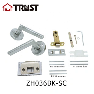 ZH036 BK-SC Polished Chrome Door Knobs Privacy Function Without Keys, Bedroom Bathroom Door Knobs Interior for Left or Right Handed Doors, Modern Door Levers