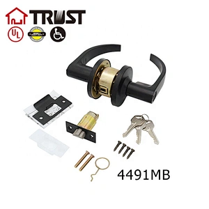 TRUST 4491-MB ANSI Dynasty Hardware Commercial Keyed Office Entry Lever, Matt Black Finish