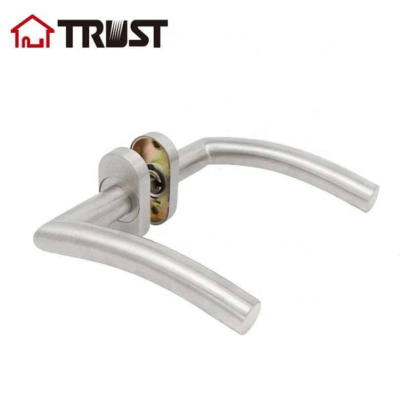 TRUST TH005-SS-OV Satin Nickel  Euro Door Lever With Oval Cylinder Cover