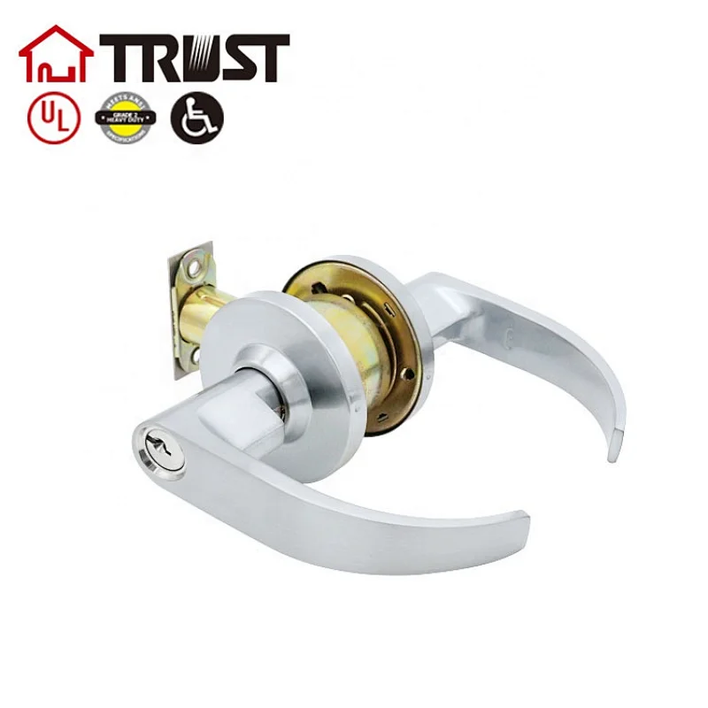 TRUST 4491-SC Dynasty Hardware Commercial Keyed Office Entry Lever, Satian Chrome Finish
