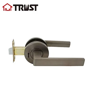 TRUST ZH038-BK-SBN Door Handle Lever with Modern Contemporary Slim Round Design for Privacy in SBN