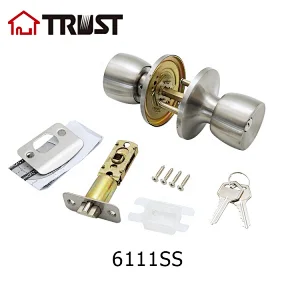 TRUST 6111-SS Security Grade 3 Tubular Knob Brass Cylinder Door Lock In Stainless Steel Finish
