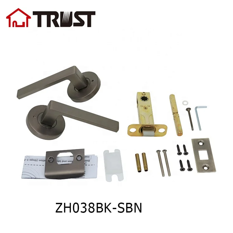 TRUST ZH038-BK-SBN Door Handle Lever with Modern Contemporary Slim Round Design for Privacy in SBN