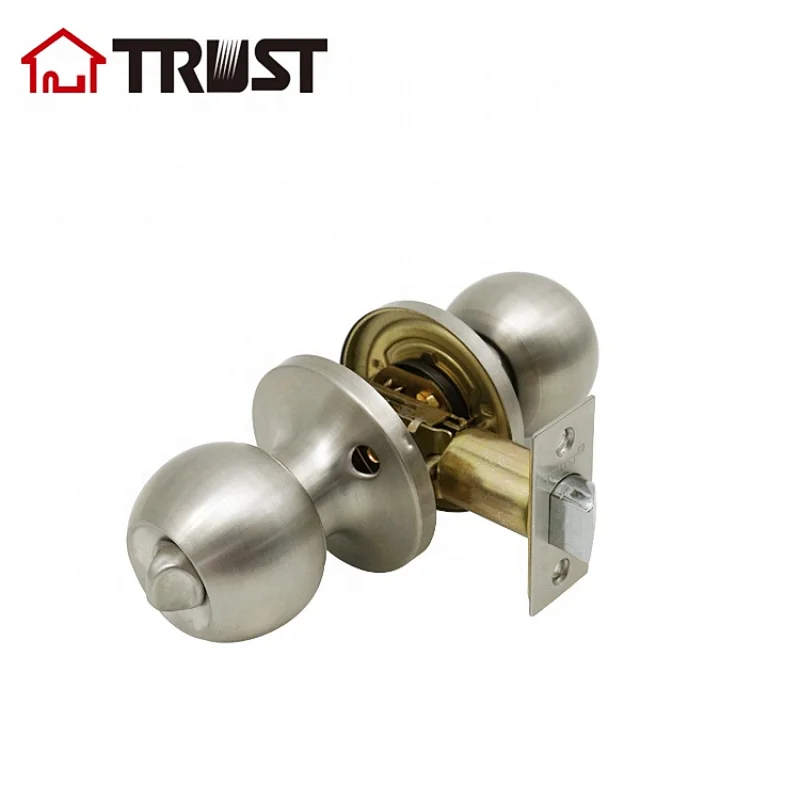 TRUST 6872-SS ANSI Grade 3 Tubular Knob Door Lock Brass Cylinder