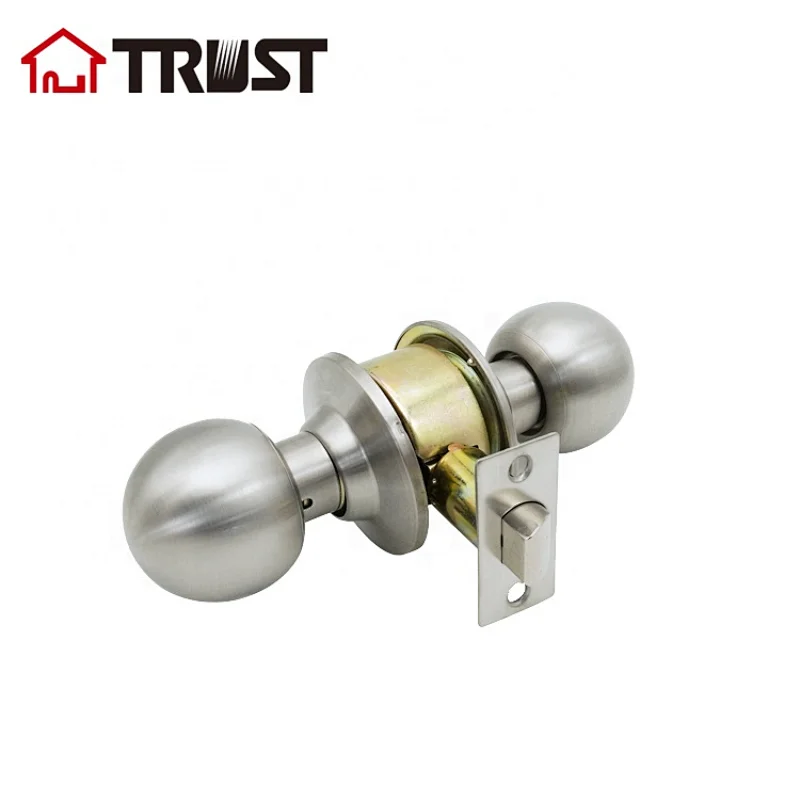 TRUST 3873-SS Interior Door Passage Cylinder Stainless Steel Easy Installation Round Knob Door Lock