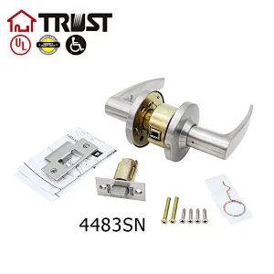 TRUST 4483-SN  Lever Lock Grade2  US15  Commercial Door Lock Satin Nickel Finish