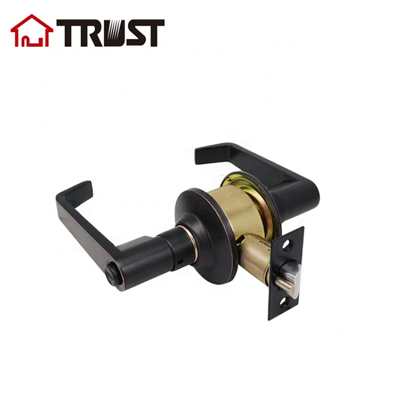 TRUST 3431-RB Cylindrical Black Door Handle Lever ANSI Grade 3 Lever Lock