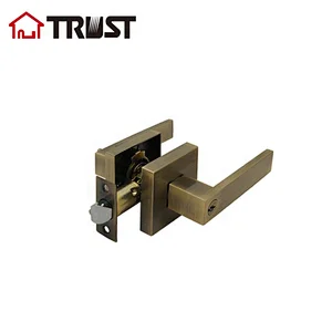 TRUST 6911-AB  Grade 3 Heavy Duty Square Rose Entry Lever Handle By Antique Brass Finish
