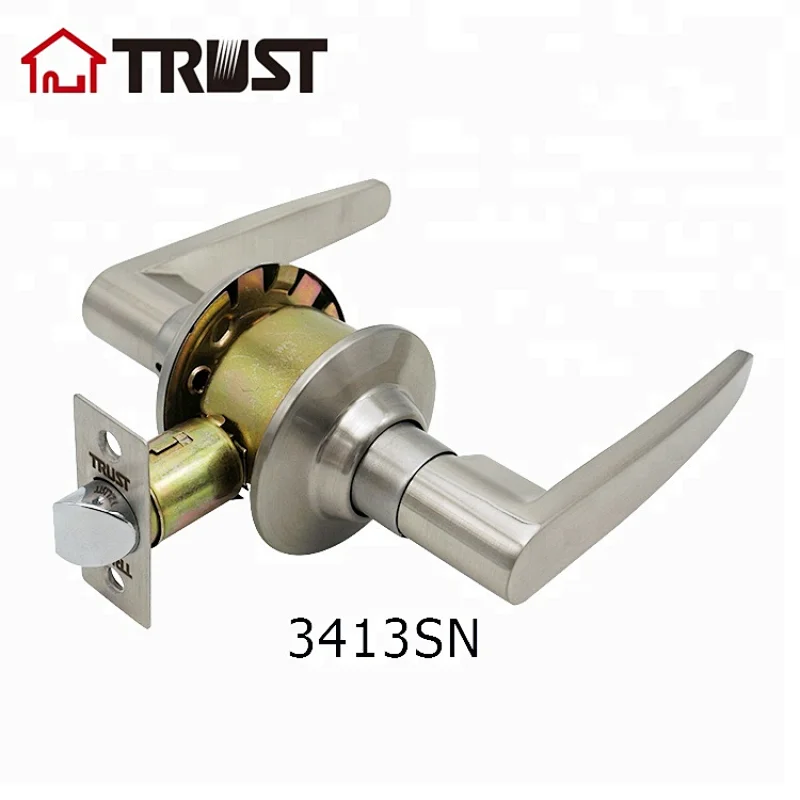TRUST 3413-SN  American Style Ansi Grade 3 Cylindrical Lever Handle Interior Doors Passage function Door Lock
