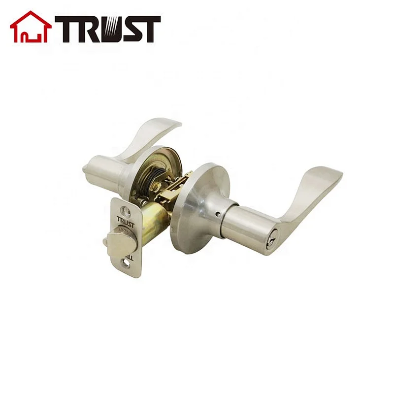 TRUST 6461-SN Satin Nickel ANSI Grade 3  Entry Lock Tubular Lever Lock For Wooden Door