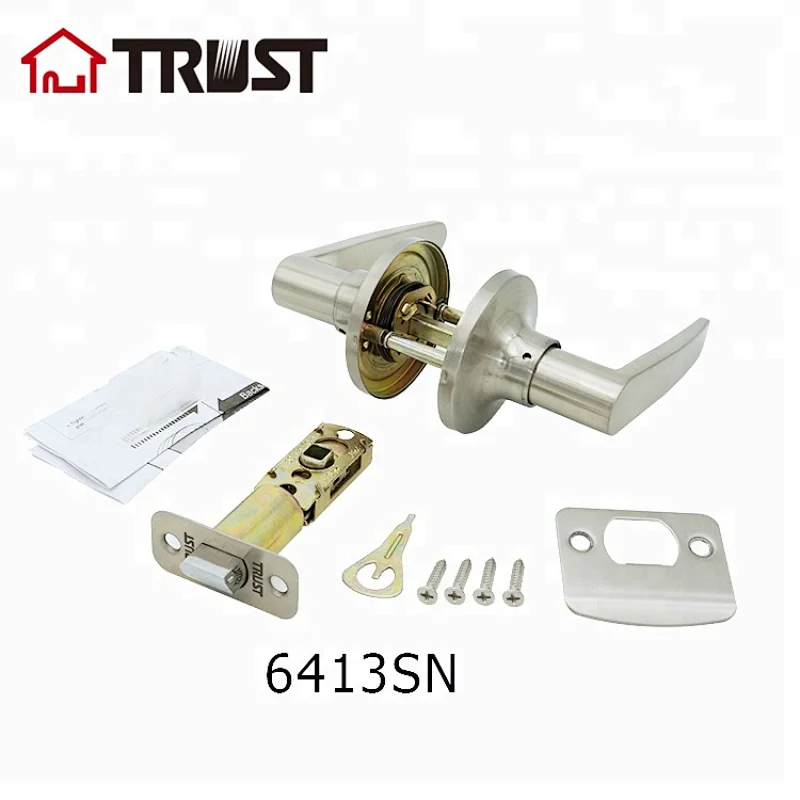 TRUST 6413-SN ANSI Door Levers Straight Passage Satin Nickel Finish Door Lever