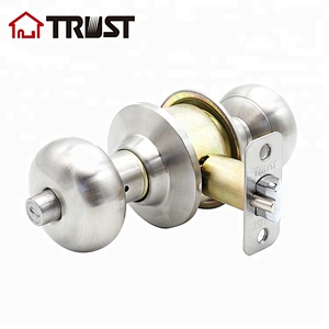 TRUST 3351-SS  Grade 3 Entrance Door ANSI Cylindrical Knob Lock With Brass Cylinder