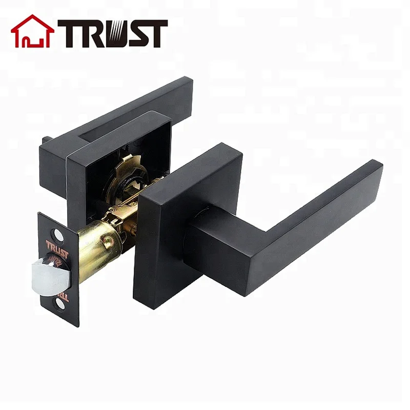 TRUST 6913-MB Tubular Lever Handle Interior Doors Matte Black Passage function Heavy Futy Door Lock