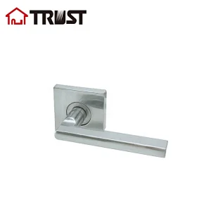 TRUST ZH036 S-DM-SC Square Dummy Door Levers Satin Chrome, Heavy Duty Door Lock Hardware,One-Side