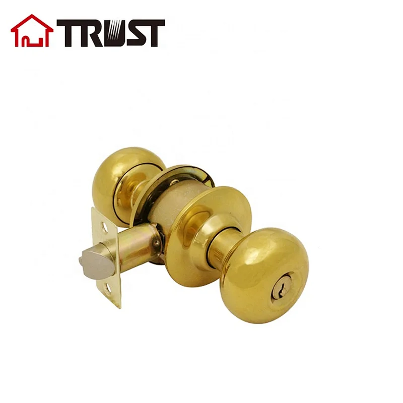 TRUST 3351-PB  Cylindrical Knob Lock  ANSI Grade 3 Entry Door Lock For Wooden Door