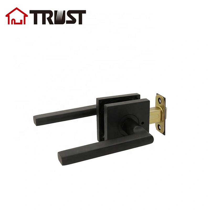 TRUST ZH036S-BK-MB Black Door Knobs Privacy Function Without Keys, Bedroom Bathroom Door Knobs Interior for Left or Right Handed Doors, Modern Door Levers