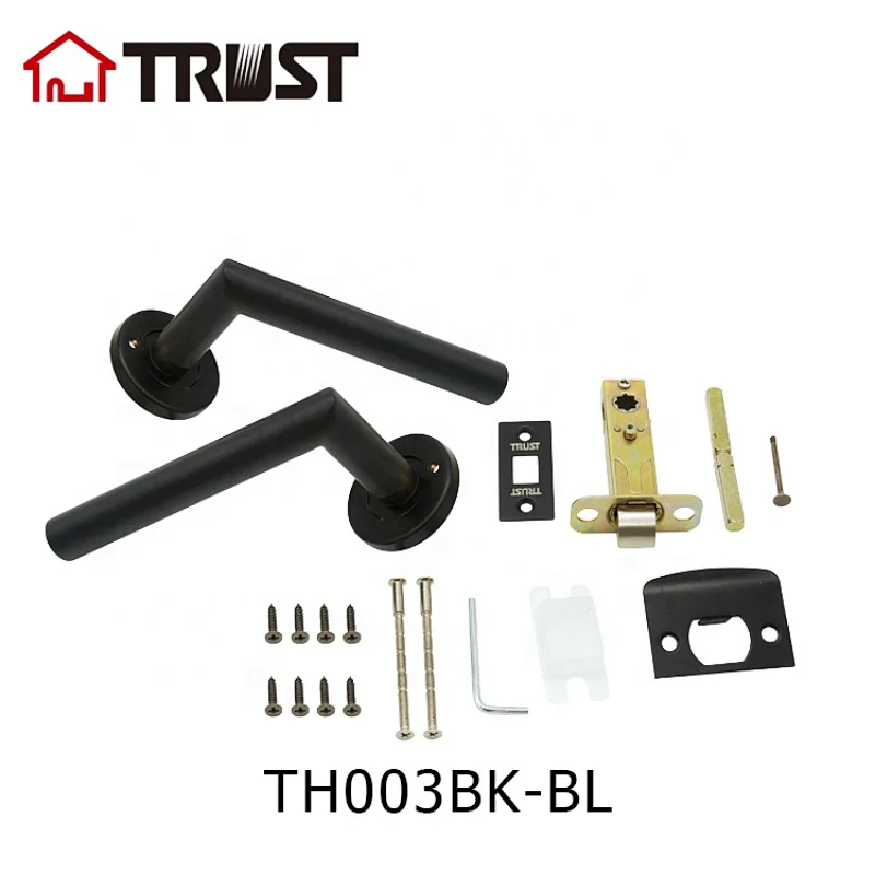 TRUST TH003-BL-BK  Bathroom Tube Lever Handle Privacy Door Lock Black Color Handle