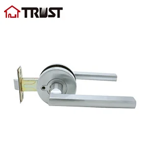 ZH036 BK-SC Polished Chrome Door Knobs Privacy Function Without Keys, Bedroom Bathroom Door Knobs Interior for Left or Right Handed Doors, Modern Door Levers