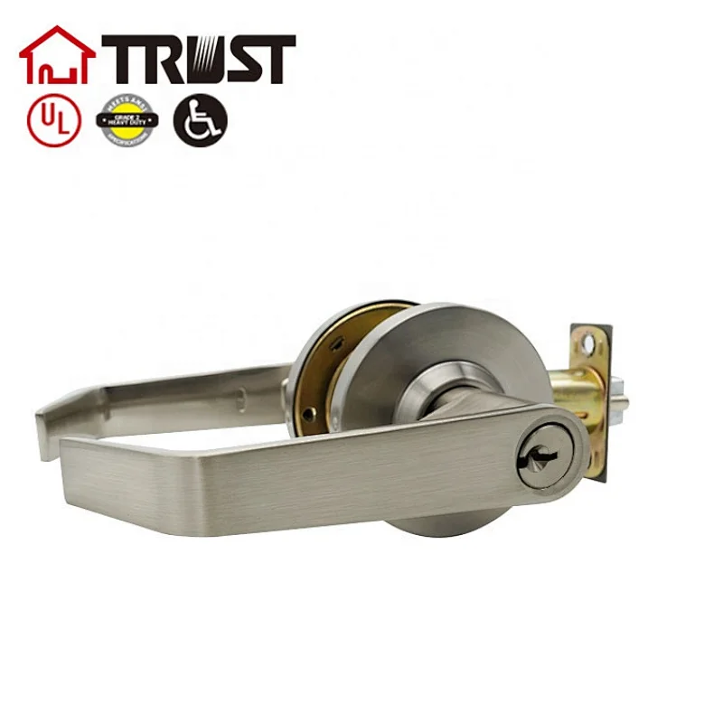 TRUST 4478(F80)-SC Heavy Duty Designer Commercial Leved Door Handle (Satin Chrome, 26D) Grade 2 Industrial Door Handle - UL 3 Hour Fire Rated
