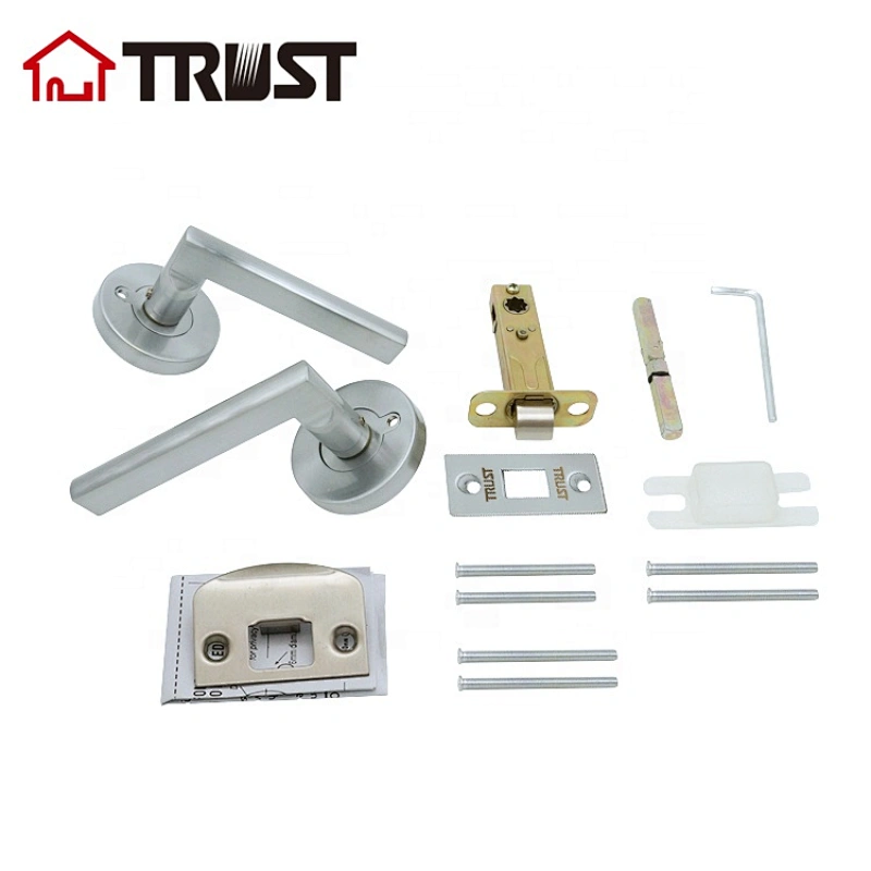 ZH036 BK-SC Polished Chrome Door Knobs Privacy Function Without Keys, Bedroom Bathroom Door Knobs Interior for Left or Right Handed Doors, Modern Door Levers