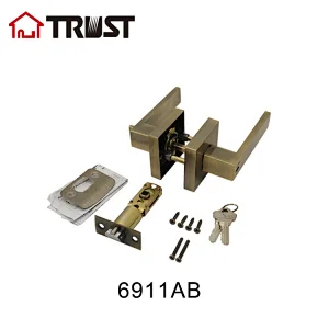 TRUST 6911-AB  Grade 3 Heavy Duty Square Rose Entry Lever Handle By Antique Brass Finish