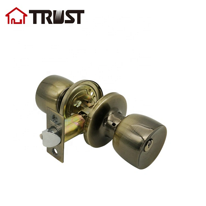 TRUST 6111-AB Factory Price Best Quality ANSI Grade 3 Tubular Knob Door Lock Antique Brass Finish