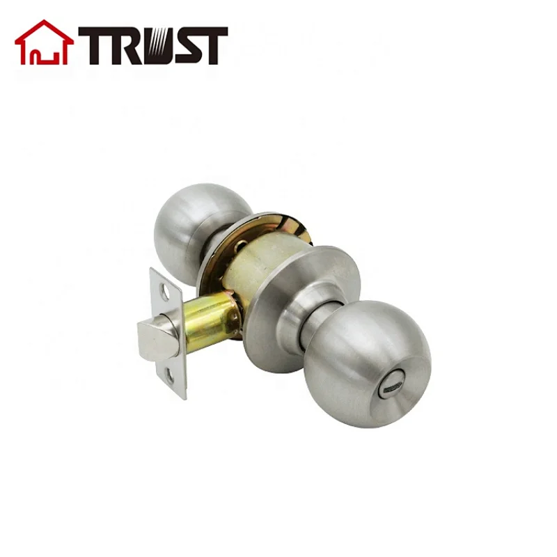 TRUST 3872-SS Grade 3 SS304 Privacy Cylindrical Knob Lock With Keys For Bathroom Room