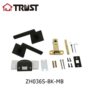 TRUST ZH036S-BK-MB Black Door Knobs Privacy Function Without Keys, Bedroom Bathroom Door Knobs Interior for Left or Right Handed Doors, Modern Door Levers