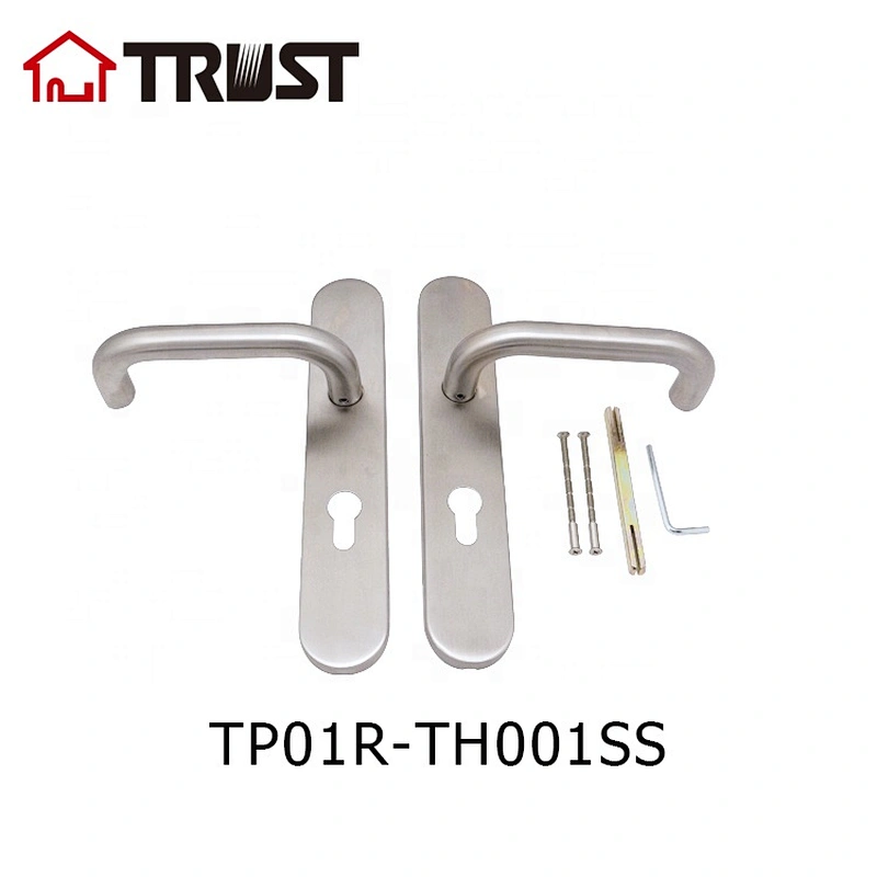 TRUST TP01-R72EUTH001SS Hollow Stainless Steel Lever Type Door Handle with Plate
