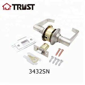 TRUST 3432-SN  Satin Nickel Finish Lockset Keyless Privacy Interior Doors Bed And Bath Handle Knobs