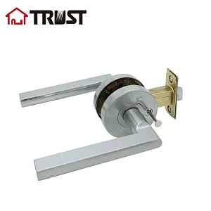 ZH036 BK-SC Polished Chrome Door Knobs Privacy Function Without Keys, Bedroom Bathroom Door Knobs Interior for Left or Right Handed Doors, Modern Door Levers