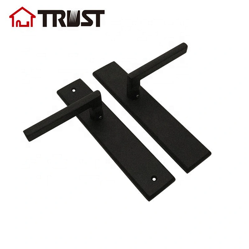 TRUST TP20-TH032BS  Black Square Plate Door Lock With Handle For Wooden Door