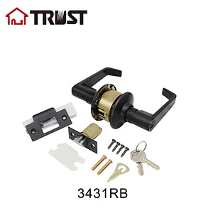 TRUST 3431-RB Cylindrical Black Door Handle Lever ANSI Grade 3 Lever Lock
