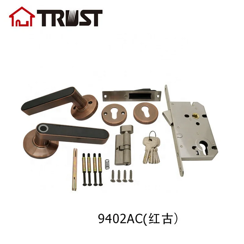 TRUST9402-AC Smart Lock Fingerprint Door Lock, Keypad Deadbolt Lock Keyless Entry Door Lock Deadbolt, Front Door Lock with Key, Fingerprint Lock for Door, Antique Copper