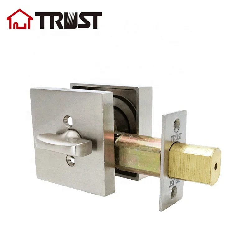 TRUST 4381-S-SN Single Cylinder Square Rose Deadbolt With SC Key Satin Nickel Finish
