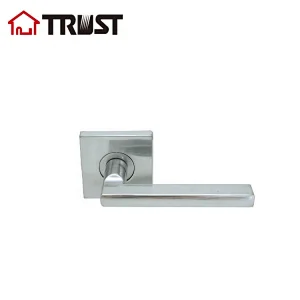 TRUST ZH036 S-DM-SC Square Dummy Door Levers Satin Chrome, Heavy Duty Door Lock Hardware,One-Side
