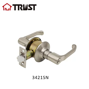 TRUST 3421-SN ANSI Grade 3 Cylindrical  Entry Door Lever Lock in Satin Nickel