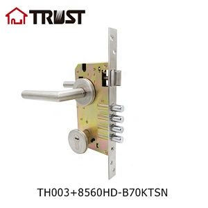 华信TH003-SS+8560HD-B70KTSN 不锈钢执手锁 分体锁房门浴室卫生间门锁 锁体锁芯套锁