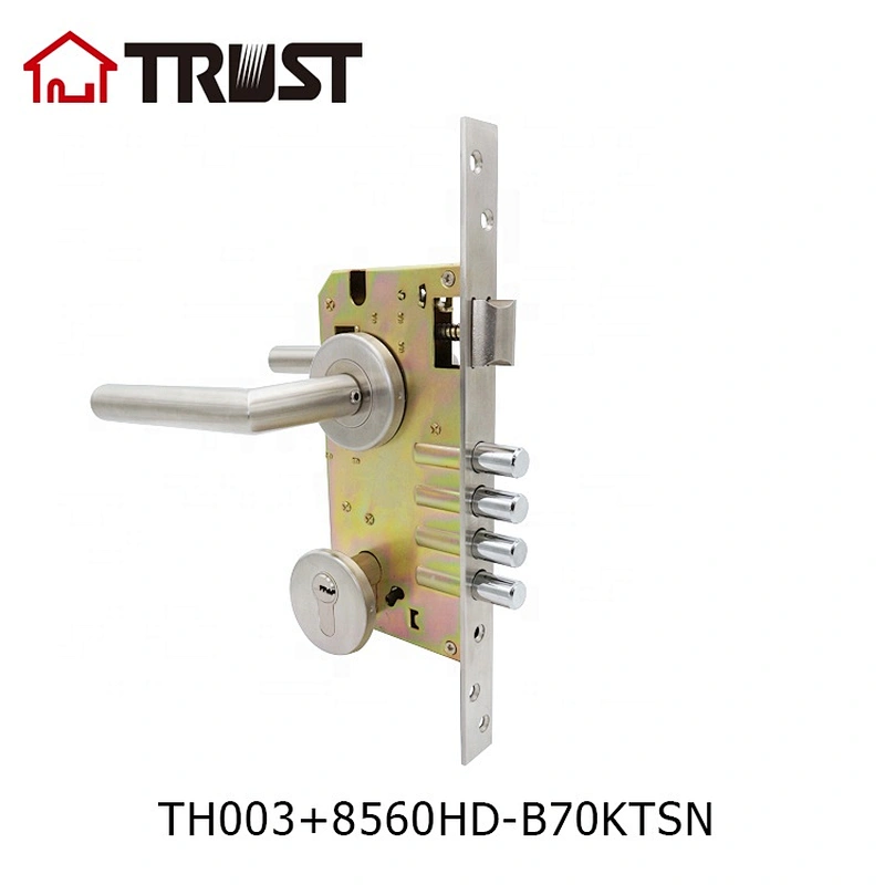 华信TH003-SS+8560HD-B70KTSN 不锈钢执手锁 分体锁房门浴室卫生间门锁 锁体锁芯套锁